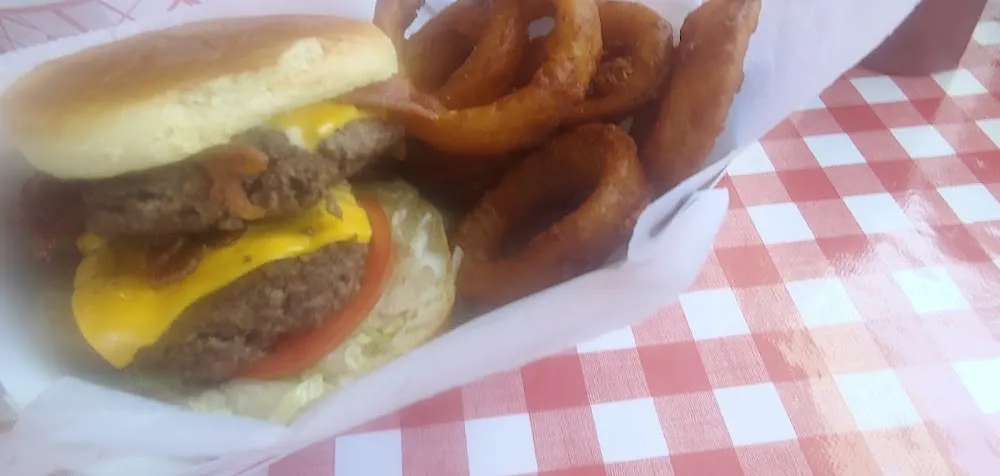 Bacon Cheeseburger Plate Onion Rings